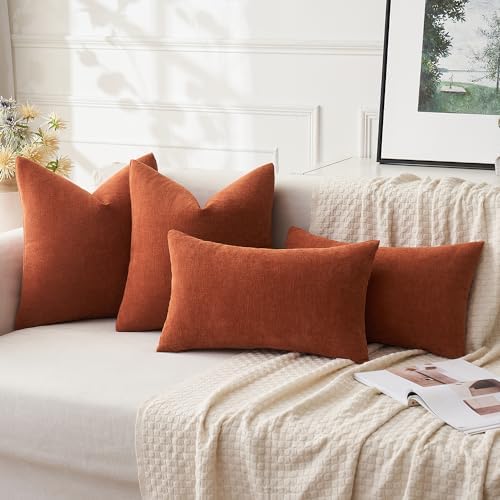 MIULEE Fall Rust Chenille Couch Lumbar Throw Pillow Covers - Image 5