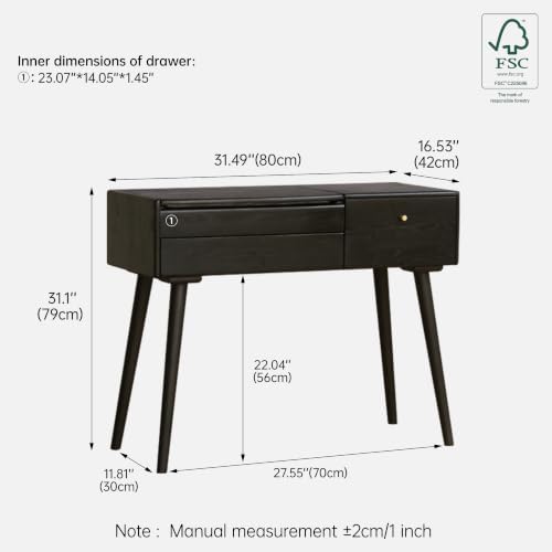 Small Vanity Desk with LED Mirror, Fully Shippment Solid Wood Flip-top Design - Image 2