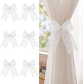 White Lace Bow Curtain Tiebacks 6-Pack, Vine Floral Curtain Holdbacks by TAMHOO
