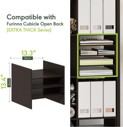Furinno Cubicle 3-Shelf File Organizer Cube Shelf Insert, Dark Oak - Image 4