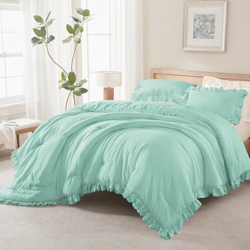 Andency Mint California King Comforter Set, 3 Pieces Shabby Chic Bedding by Andency