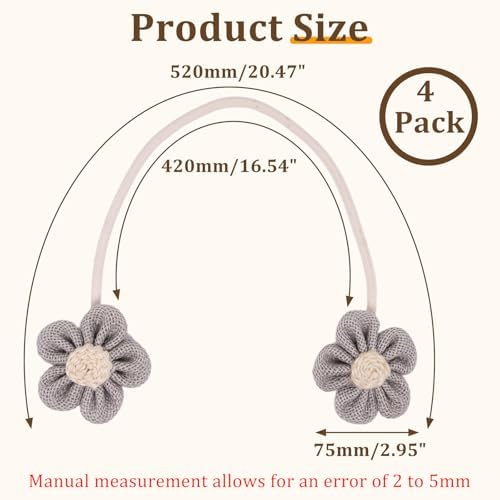 4 Pack Flower Curtain Tiebacks, Rope Curtain Tiebacks Boho Style, Simple - Image 2
