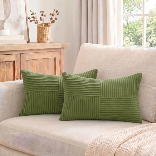 Fancy Homi Moss Green Lumbar Decorative Throw Pillow Covers 22x14 Inch - Image 7