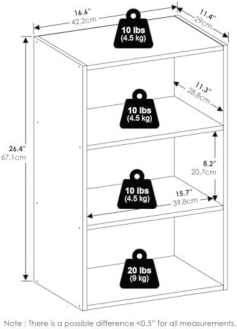 Furinno Basic Book Shelf, 3-Tier Bookshelf, Storage Organizer Bookcase - Image 3