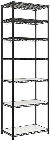 SONGMICS 7-Tier Storage Shelves, Adjustable Wire Shelving Unit, 8 Hooks by SONGMICSbySONGMICSHOME