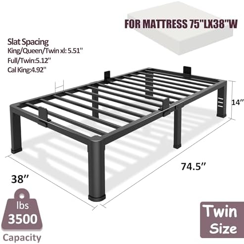 Bilily 14 Inch Twin Bed Frame Metal Platform - Image 3