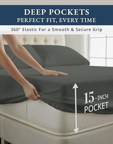 LANE LINEN Bed Sheets Queen Size Sateen Weave - Image 6