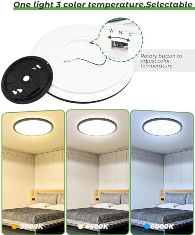 zemty 12 Inch Black Ceiling Light - 28W 3200lm LED Ceiling Light Flushmount - Image 5
