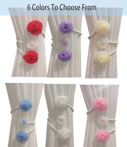 2 Pack of Curtain Tiebacks, Elegant Rose Flower Curtain Buckle, Handmade - Image 2