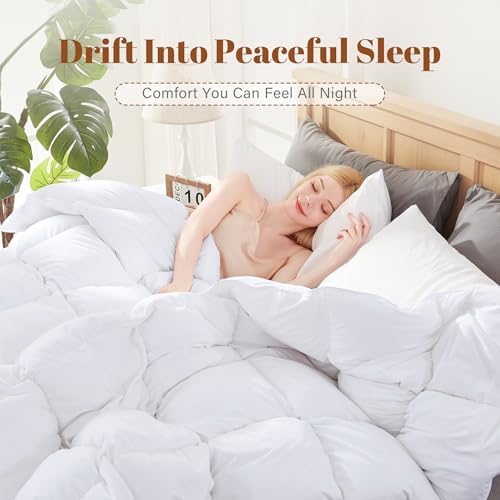 Cosybay Feather and Down Fiber Comforter Insert Queen, 100% Cotton Cover - Image 3