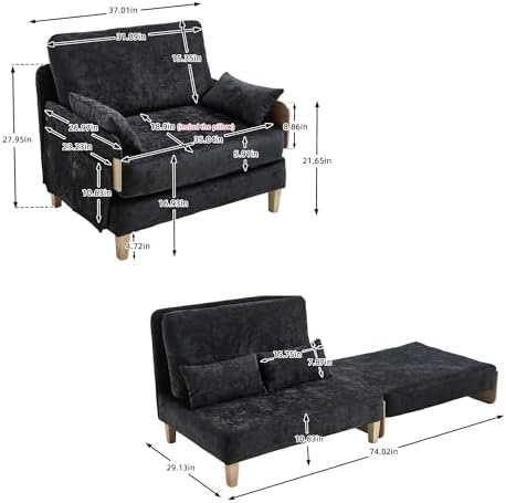 GDFStudio Foldable Sofa Bed Recliner, 3-in-1 Convertible Sleeper Sofa - Image 2
