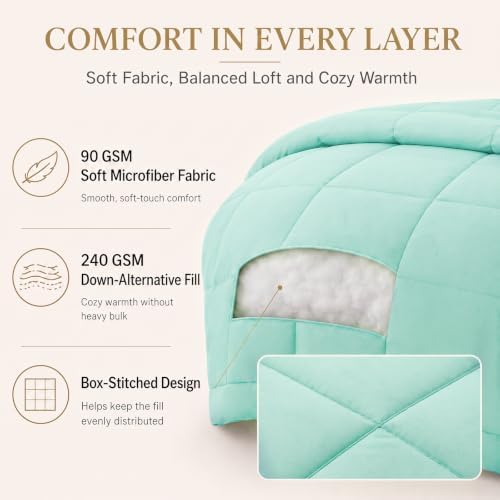 CozyLux Full Size Comforter Sets Mint Green - Image 3