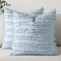 MIULEE Boho Linen Striped Throw Pillow Covers 16x16, Light Blue by MIULEE