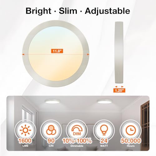 Sylvania 12" LED Flush Mount Ceiling Light Fixture, 5 Color Select, 1600 LMS - Image 2