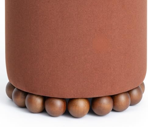 TOV Furniture Dex Small Round Ottoman Footstool, Vegan Mohair - Image 4