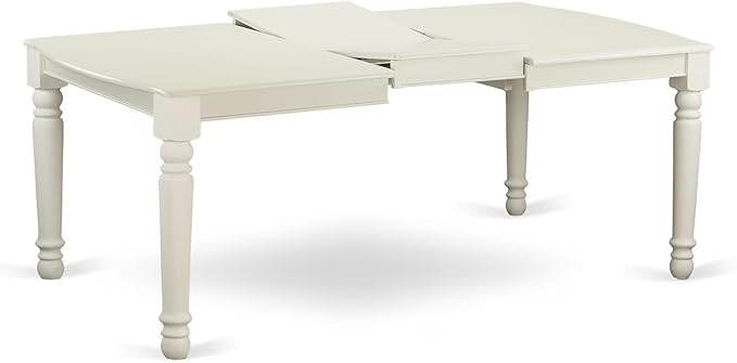 East West Furniture DONO7-LWH-W 7 Piece Dining Set Consist of a Rectangle Dining Room Table with Butterfly Leaf and 6 Wood Seat Chairs, 42x78 Inch, Linen White