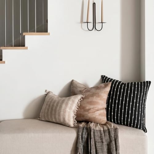 Foindtower Decorative Striped Boucle Throw Pillow Covers 20x20 Inch Black - Image 6