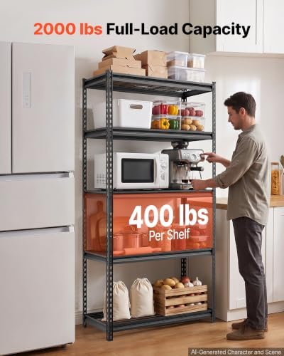 VEVOR Storage Shelves, 5-Tier 2000 lbs Garage Shelving 36 x 16 x 71.4 in - Image 4