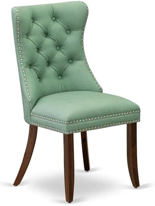 East West Furniture ANDA3-AWA-22 3 Piece Kitchen Table & Chairs Set Includes a Round Dining Table with Pedestal and 2 Polyester Fabric Upholstered Chairs, 36x36 Inch, Antique Walnut