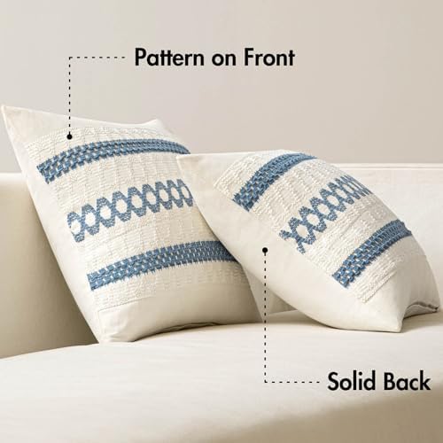 MIULEE Set of 2 Coastal Blue Boho Decorative Pillow Covers 18x18 Inch - Image 6