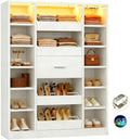 Besiost 40" Closet System with Lights, Wood Closet Organizer with 5 Drawers by Besiost
