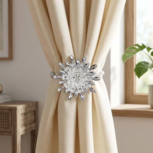 2 Pack Clear Rosette Curtain Tiebacks Window Holdback Buckles - Image 4
