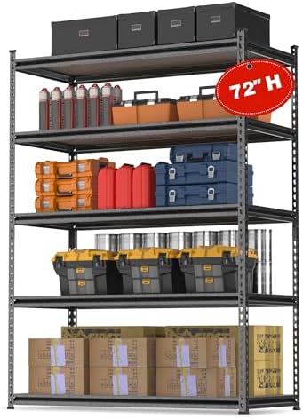 WORKPRO 5-Tier Adjustable Metal Shelving, 36”Wx18”Dx72”H, 4000LBS Capacity by WORKPRO