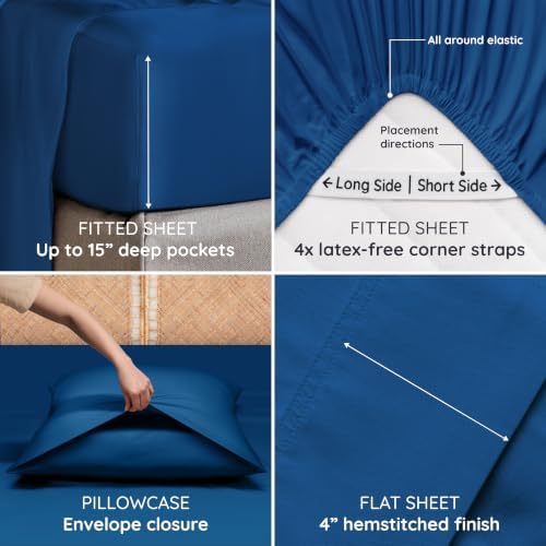 Bambaw 100% Viscose Derived from Bamboo Sheet Set Full Size, 4 Piece Set - Image 5
