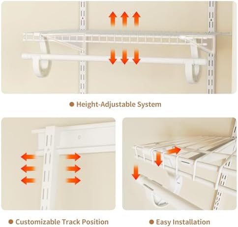 5-8 Ft Closet Organizer System, Expandable Organization and Storage Shelf Kit - Image 5