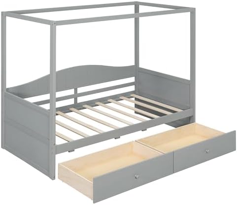 Merax Twin Canopy Daybed with 2 Drawers, Wooden Frame - Image 7