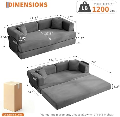 5-in-1 Convertible Sleeper Sofa Bed - Image 3