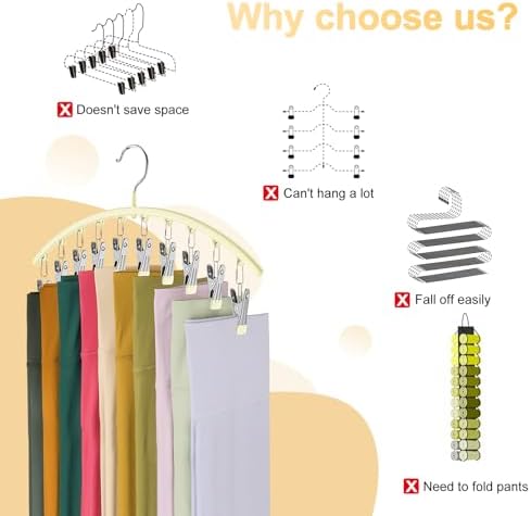 Volnamal Legging Organizer for Closet, 2 Pack Metal Yoga Pants Hangers - Image 2