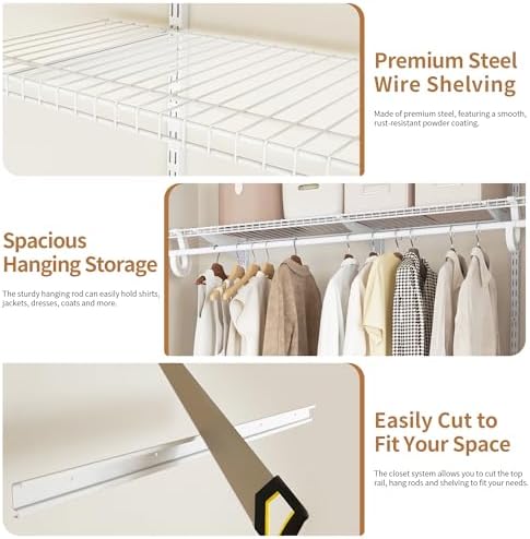 5-8 Ft Closet Organizer System, Expandable Organization and Storage Shelf Kit - Image 6