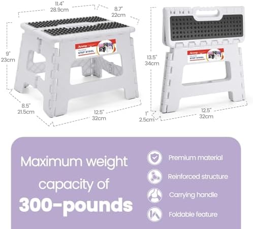9 Inch Folding Step Stool 300 LB Capacity Non Slip Foot Stool - Image 4