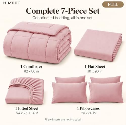 HIMEET Full Size Comforter Set Pink, 7 Pieces Bed in a Bag - Image 2