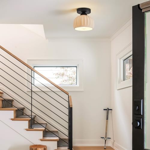 Vintage Black Semi Flush Mount Hallway Ceiling Light 2 Pack 7.1″ Ceramic - Image 5