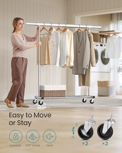 SONGMICS Clothes Rack with Wheels, Heavy-Duty, 220 lb Load Capacity - Image 5