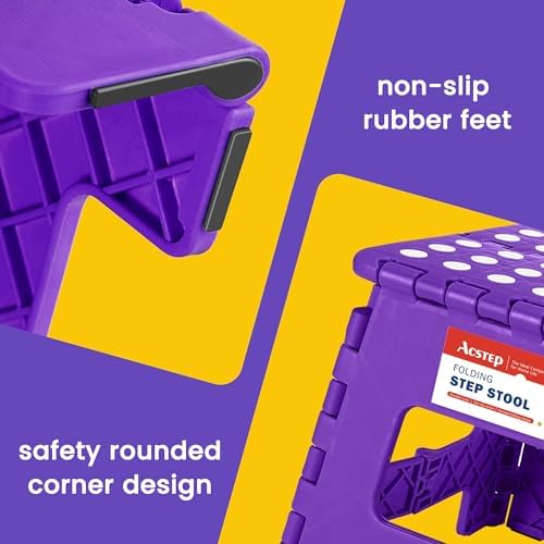 9 Inch Folding Step Stool, Portable Collapsible Plastic, Non Slip Foldable Step - Image 3