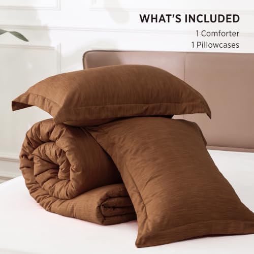 Bedsure Terracotta Twin Comforter Set, Soft Cationic Dyed Bed Set 2 Pcs - Image 5
