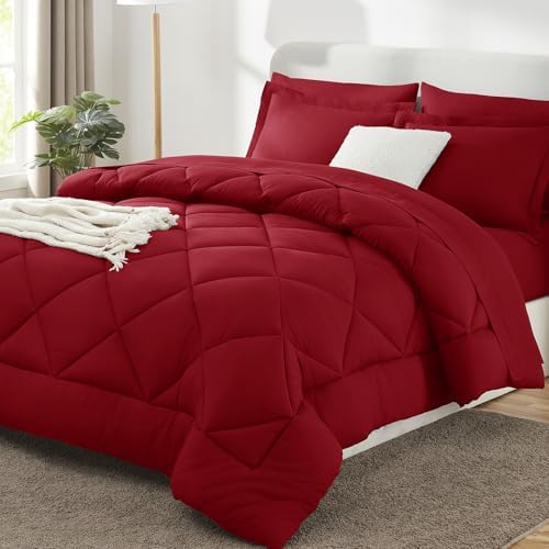 CozyLux King Comforter Set 102"x90" Dark Red by CozyLux