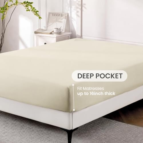 ROSE&RISY Light Beige Queen Sheet Set, Breathable and Cooling Sheet Bed Set - Image 4