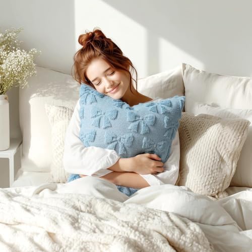 MIULEE Blue Bow Pillow Covers Coquette Room Decor 18x18 - Image 4