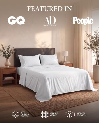 100% Organic Cotton King Size Sheets Set 4pc Percale Cooling Soft - Image 2