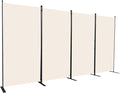 Room Divider, 4 Panel Folding Privacy Screens with Wider Support Feet, 6 Ft Portable Room Partition for Room Separator, 136" W X 71" H, Beige