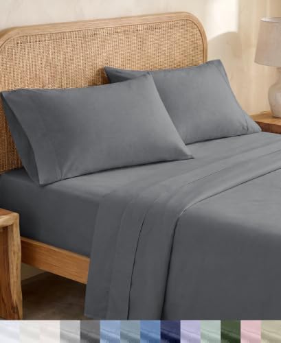 California Design Den 100% Organic Cotton Full Size Sheet Sets, Slate Grey by CaliforniaDesignDen