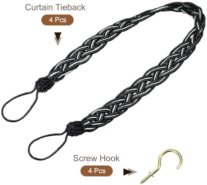 uxcell 4Pcs Curtain Tiebacks, 58cm/23 Braided Drapery Holdback Holder - Image 3