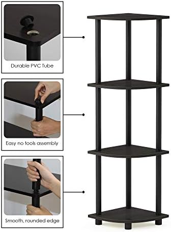 Furinno TURN-N-TUBE Corner Shelf, 4-Tier Corner Bookshelf, Display Storage - Image 6