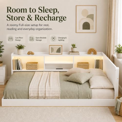 Full Floor Bed with Storage, L-Shaped Corner Bed, Charging & LED - Image 3