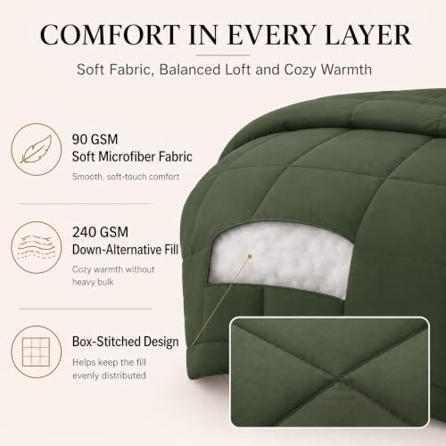 CozyLux Full Size Comforter Sets Olive Green - Image 3