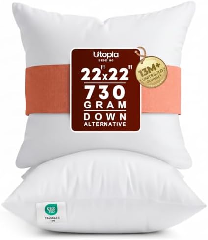 Utopia Bedding 22x22 Pillow Inserts, 2 Pack by UTOPIABEDDING
